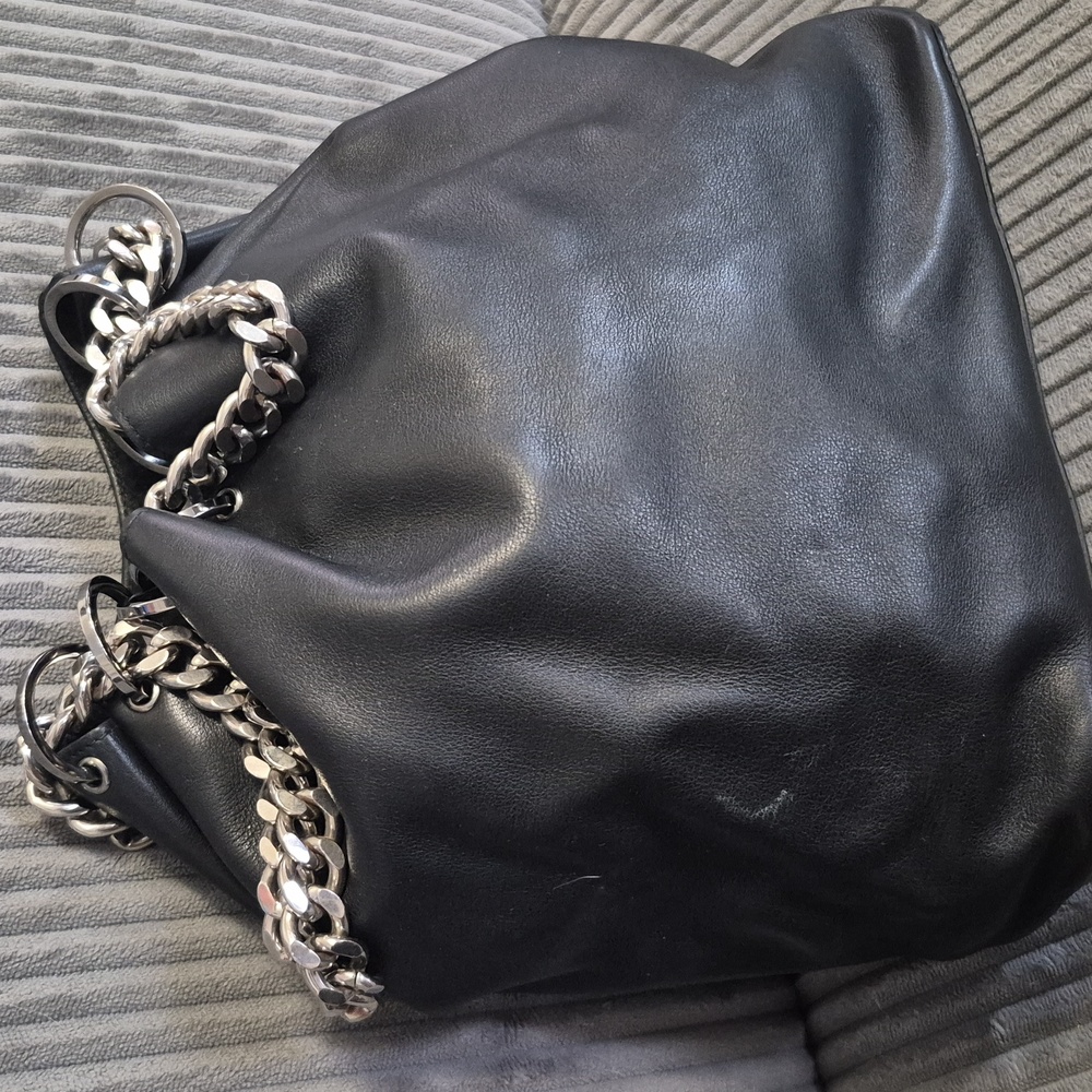 100% Gucci Black Leather Satchel/ Bucket Bag/ Hobo - Picture 8 of 14